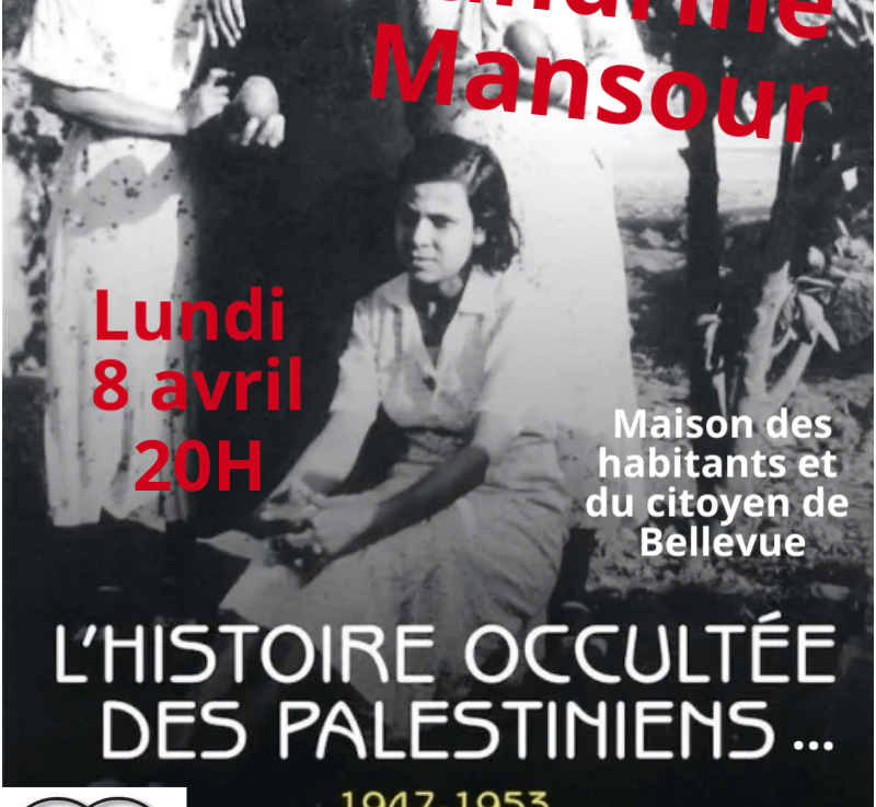 8 avril. Conférence Palestine avec Sandrine Mansour !
